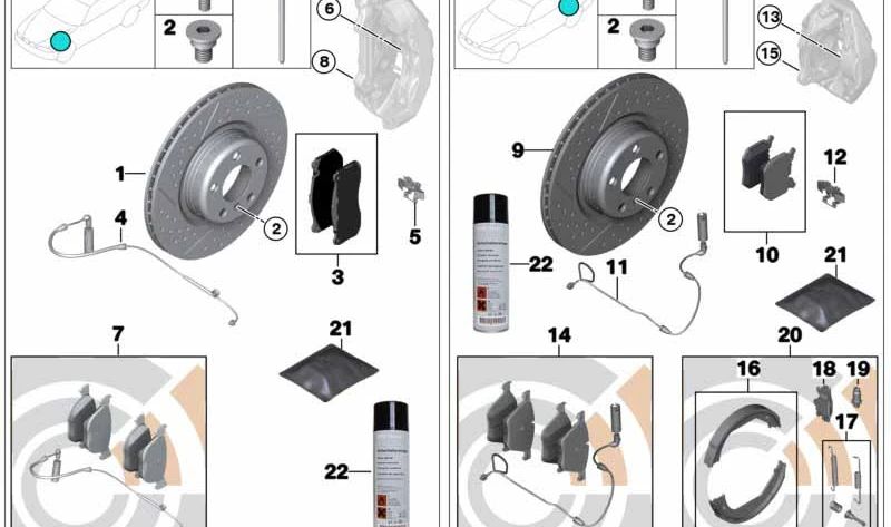 Jeu de pilules de frein OEM 34216791421 pour BMW E81, E82, E87, E88, E90, E91, E92, E93. BMW d'origine.