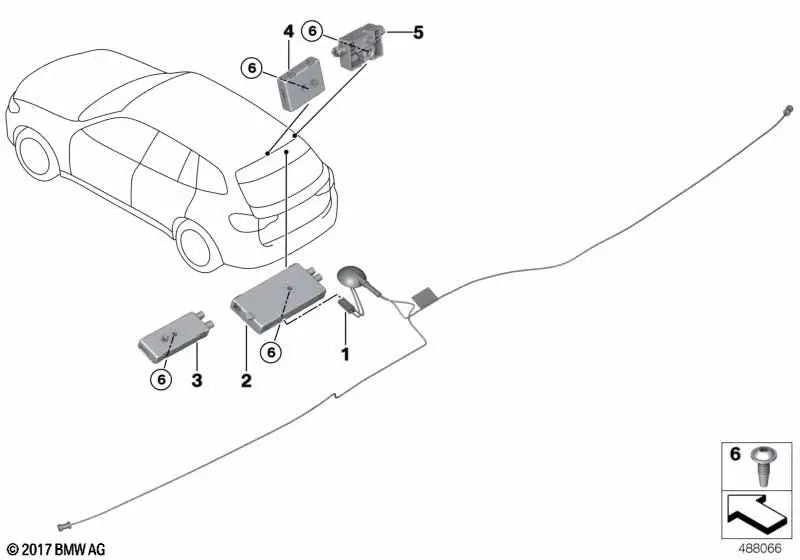 Amplificador de antena AM/FM para BMW X4 F98, G02 (OEM 65206840262). Original BMW