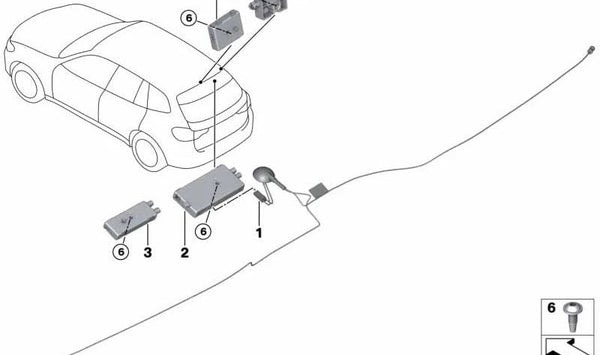 Amplificador de antena FM2 para BMW X4 F98, G02 (OEM 65206840268). Original BMW.