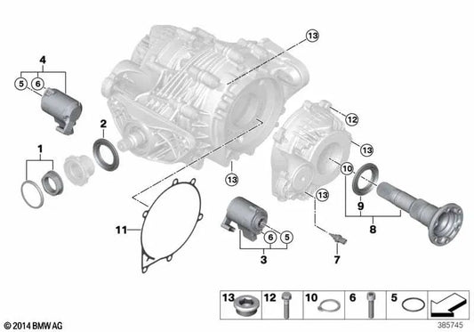 Wellendichtring Abtriebswelle para BMW X5 E70, F15, F85, X6 E71, F16, F86 (OEM 33107582392). Original BMW.