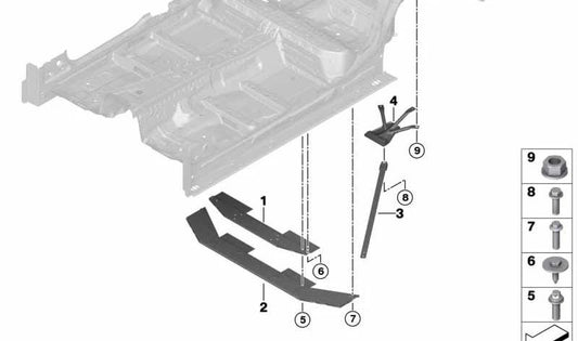 Soporte de conexión túnel trasero para BMW Serie 5 G30, G30N, G31N (OEM 51717334566). Original BMW