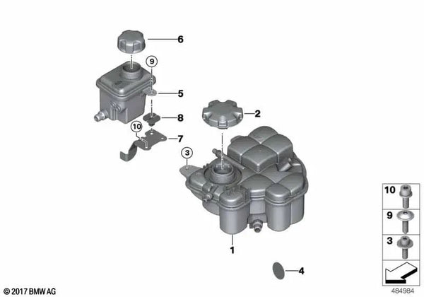 Soporte Depósito de Expansión para BMW F90, F91, F92, F93 (OEM 17137856958). Original BMW