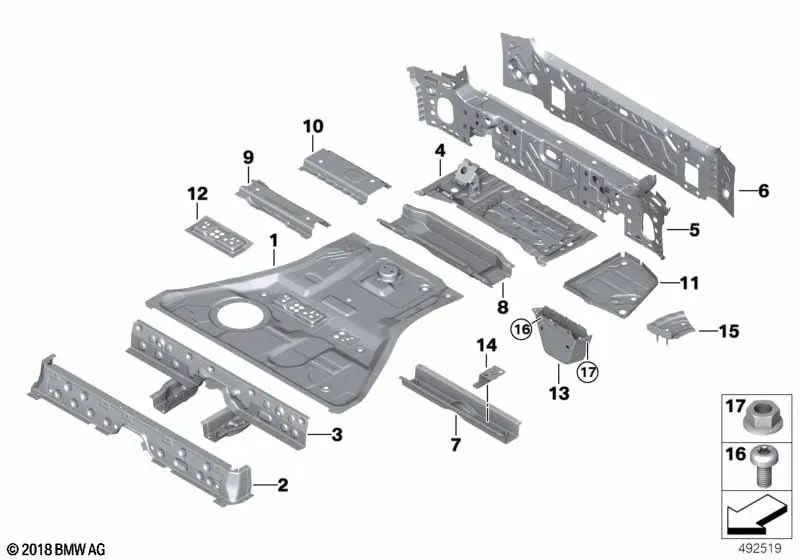 Suelo del maletero izquierdo para BMW X5 F95, G05, G18, X6 F96, G06 (OEM 41007947131). Original BMW.