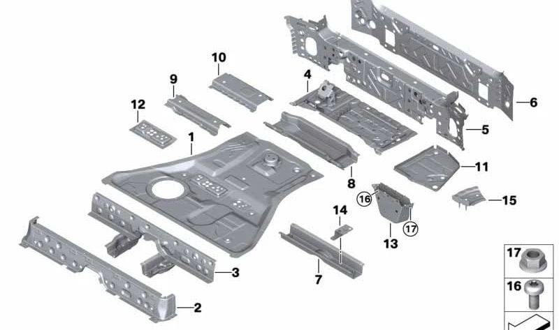 Heckbodenblech für BMW X5 F95, G05, G18, X6 F96, G06 (OEM 41007947329). Original BMW