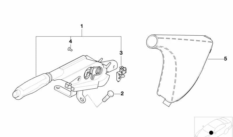 Palanca de freno de mano en cuero antracita OEM 34412282662 para BMW E46. Original BMW