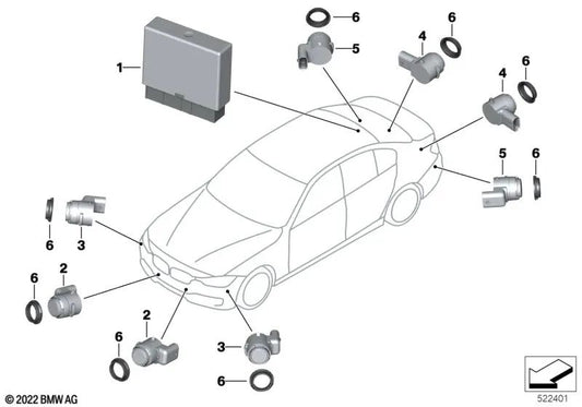 Ultraschallsensor für BMW 1er F52, X2 F39 (OEM 66206838617). Original BMW