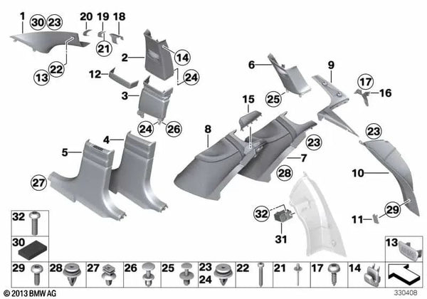 Blende A-Säule izquierda para BMW F07, F07N (OEM 51437220565). Original BMW