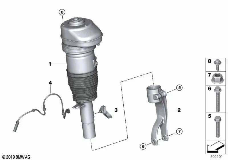 Tiruatore anteriore sinistro VDC basso per BMW G05 (OEM 37106869029). BMW originale.