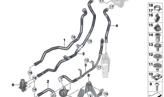 Zusatzkühlmittelpumpe für BMW F20N, F21N, F52, F22, F23, F45, F46, G87, F30N, F31N, F34N, G20, G21, G80, G81, F32, F33, F36, G26E, G26F, G82, G83, G30 , G31, G38, G32, G11, G12, F48, F49, F39, G01, G08E, G02, G05, G18, G06, G07, G09 und MINI F54, F