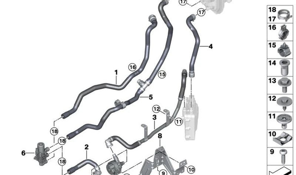 Manguera de refrigerante Avance 2 para BMW X5 G05, G09 (OEM 64219398818). Original BMW