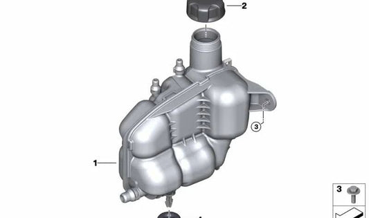 Depósito de expansión refrigerante (vaso de expansión) OEM 17138669928 para BMW F40, F44, F39. Original BMW.