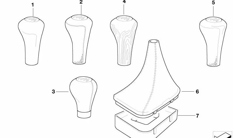 Custodia in pelle sintetica per leva per ingranaggi OEM 25111434353 per BMW E46. BMW originale.