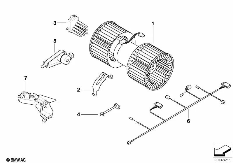 Cableado del dispositivo de calefacción/aire acondicionado para BMW E46, E83, E83N (OEM 61126910086). Original BMW