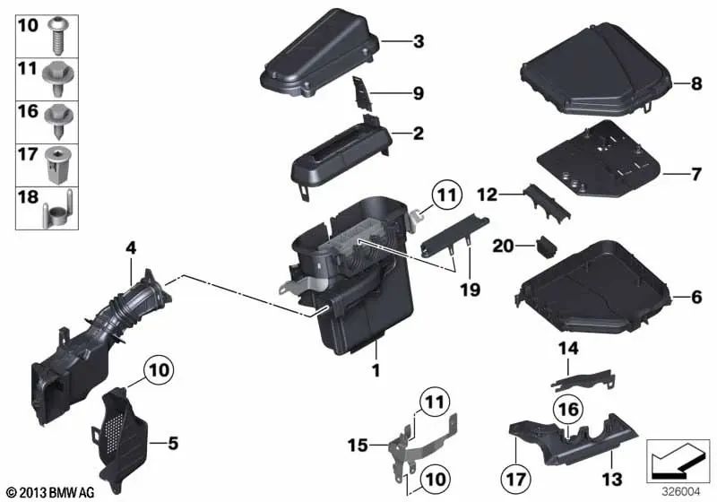 Tapa para BMW Serie 5 F07, F10, F11, Serie 6 F06, F12, F13, Serie 7 F01N, F02N (OEM 12907555150). Original BMW.