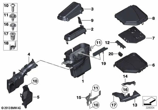 Sujetador de Tuelle para BMW Serie 5 F07, F10, F11 Serie 6 F06, F12, F13 Serie 7 F01, F02, F04 (OEM 12907594605). Original BMW