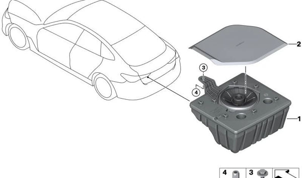 Embellecedor Subwoofer para BMW G26E, G26F (OEM 65139439019). Original BMW