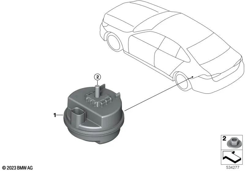 Emergency siren with tilt sensor for BMW 5 Series G60, 7 Series G70, i I20 (OEM 65755A89370). Genuine BMW