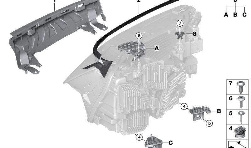 Headlight Gasket Left OEM 63119851827 for BMW i20. Original BMW.