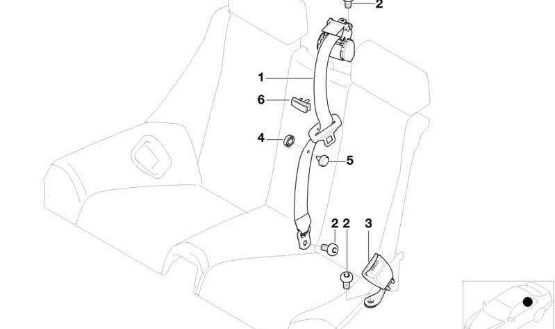 Correa trasera derecha inferior para BMW Serie 3 E46 (OEM 72117007748). Original BMW