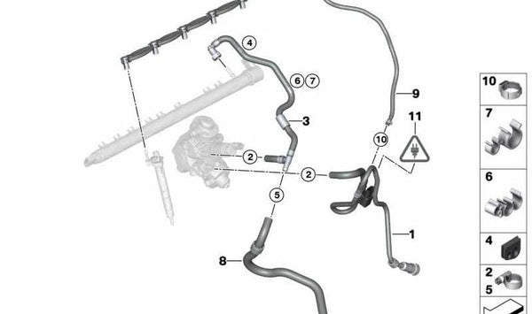 Tubería de suministro de combustible para BMW X5 E70N, X6 E71 (OEM 13537808099). Original BMW