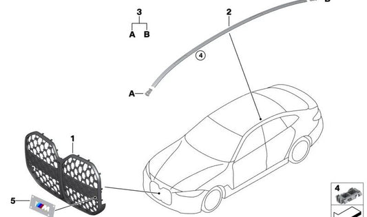 Rejilla decorativa delantera OEM 51139463245 para BMW G26 (Serie 4 Gran Coupé). Original BMW.