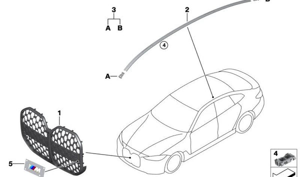 Rejilla Decorativa Frontal Negra para BMW G26E (OEM 51139463252). Original BMW