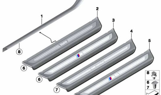 Embellissement de l'entrée gauche pour BMW F13, F13N (OEM 51477264435). BMW d'origine