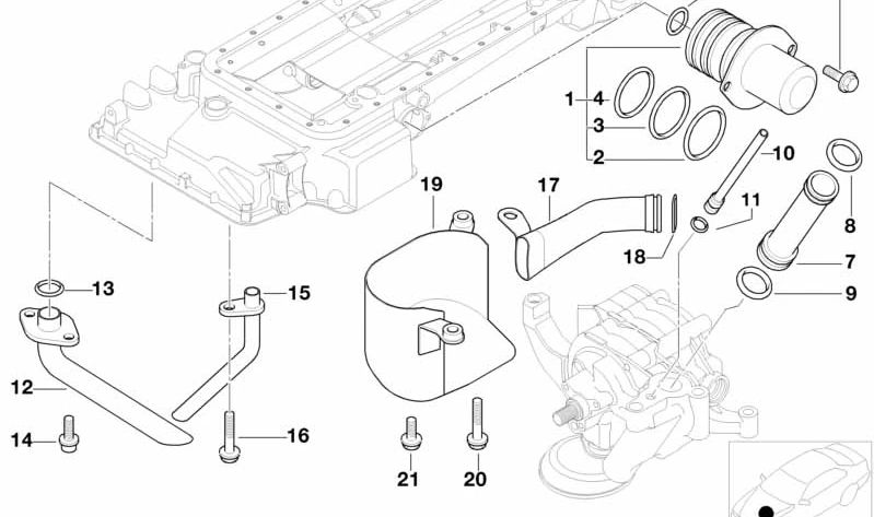 Tubería de Aceite, Retorno para BMW E39 (OEM 11131407557). Original BMW