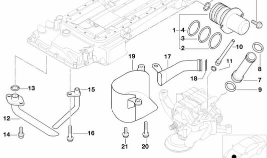 Tubería de Aceite, Retorno para BMW E39 (OEM 11131407557). Original BMW