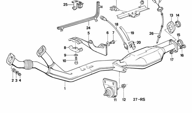 Soporte del sensor de oxígeno (sonda lambda) OEM 11761707417 para BMW E24, E28, E30, E32 y E34. Original BMW.