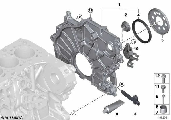 Cubierta de la cadena para BMW F45, F46, F48, F39 (OEM 11148514002). Original BMW.