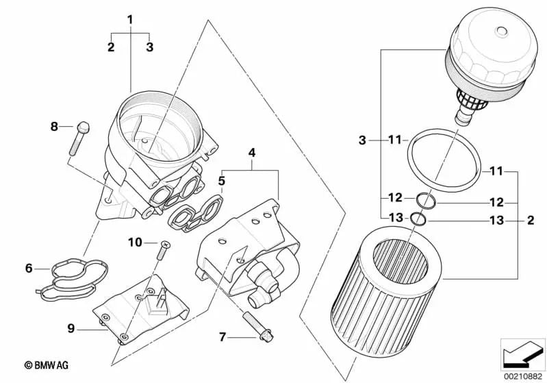 Junta para BMW Serie 1 E81, E82, E87, E88, Serie 3 E46, E90, E91, E92, E93, Serie 5 E60, E61, X1 E84, X3 E83, Z4 E85 (OEM 11427508970). Original BMW.