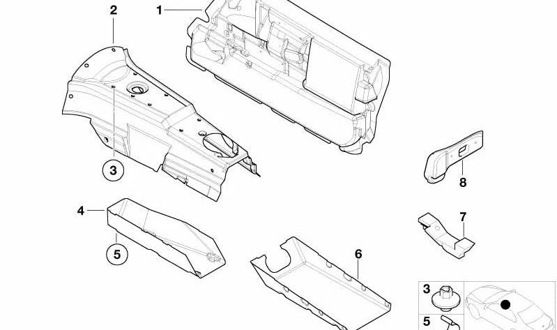 Aislamiento Acústico para BMW Z8 E52 (OEM 51488243228). Original BMW