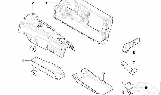 Aislamiento Acústico para BMW Z8 E52 (OEM 51488243228). Original BMW