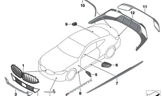 Diffuseur arrière inférieur OEM 51128077594 pour BMW G14, G15. BMW d'origine.