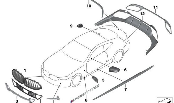 Zierblende central para BMW G14, G15, G16 (OEM 51118074800). Original BMW.