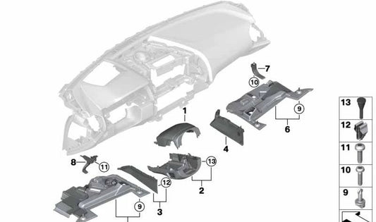 Fahrerseitige Tunnelabdeckung für BMW 5er F90, G30, G31, G38, 6er G32, 7er G11, G12, 8er F91, G14 (OEM 51459363692). Original BMW.