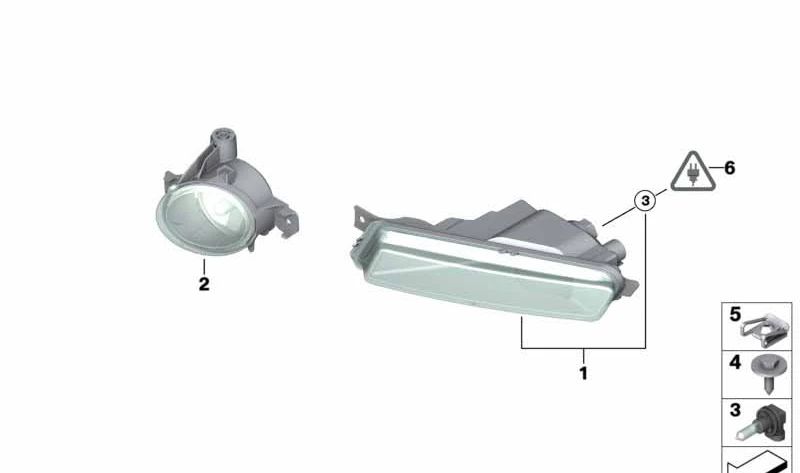 Faros antiniebla derecho OEM 63176924656 para BMW E81, E82, E87, E88, E84 (X1), E83 (X3), E70 (X5). Original BMW.