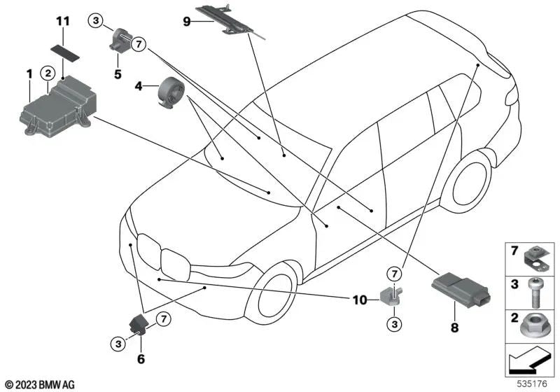 Sensor delantero para BMW Serie 2 U06, Serie 4 G26, Serie 5 G30N, Serie 7 G11N, G70, Serie 8 F91, F92, F93, G14, G15, G16, i I20, X1 U11, U12, X3 G01N, G08N, X4 G02N, X5 F95N, G05, G05N, G18, G18N, X6 F96N, G06N, X7 G07N, XM G09 (OEM 65779496817). Origina