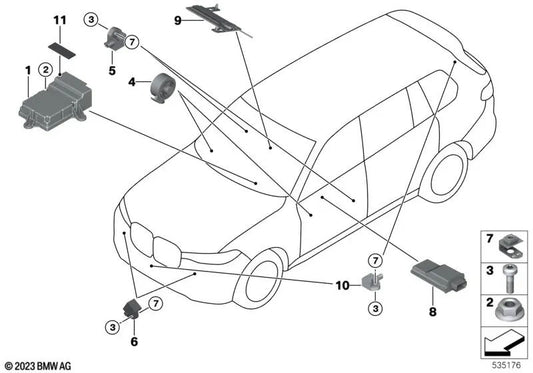 Sensor delantero para BMW Serie 2 U06, Serie 4 G26, Serie 5 G30N, Serie 7 G11N, G70, Serie 8 F91, F92, F93, G14, G15, G16, i I20, X1 U11, U12, X3 G01N, G08N, X4 G02N, X5 F95N, G05, G05N, G18, G18N, X6 F96N, G06N, X7 G07N, XM G09 (OEM 65779496817). Origina