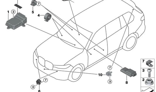 Sensor mat for BMW F90, G30, G31, G38, G32, G11, G12, F95, G05, F96, G06, G07, G09 (OEM 65779367481). Genuine BMW