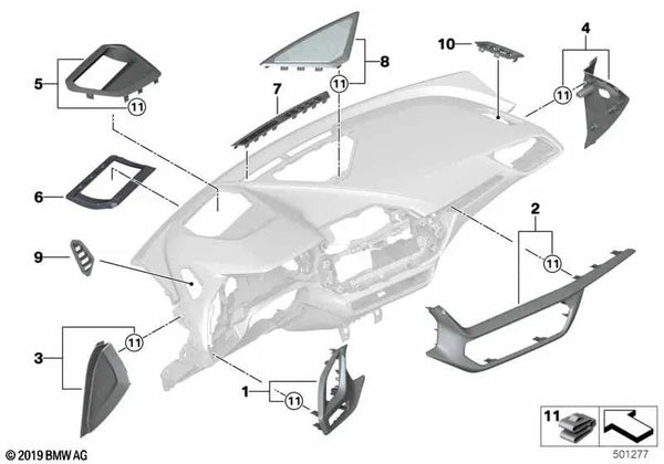 Blende I-Tafel izquierda para BMW Serie 2 F44 (OEM 51456994115). Original BMW.