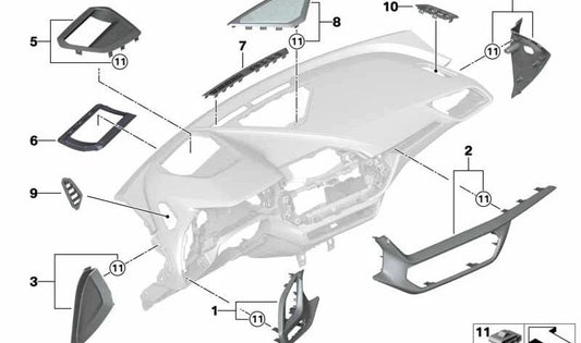 Embellecedor del desempañador de ventanilla lateral izquierda para BMW F40, F44 (OEM 51456823159). Original BMW.