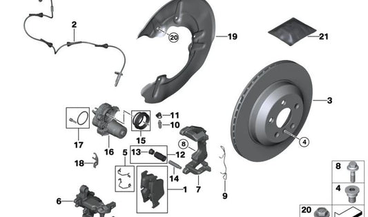 Kit de reparación de muelle de retorno para BMW Serie 5 G60, G61, G68, Serie 7 G70, X3 G45 (OEM 34208852761). Original BMW.