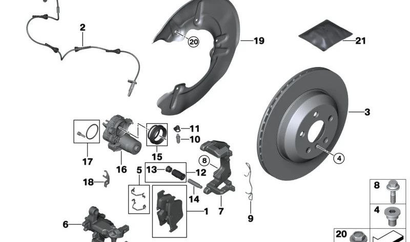 Soporte de pinza de freno derecho OEM 34208843026 para BMW G60, G61, G68, G70, G45. Original BMW.