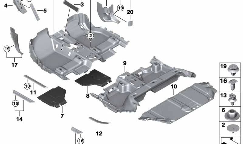 Revestimiento del suelo asiento trasero para BMW Serie 2 F45, F45N (OEM 51479471242). Original BMW