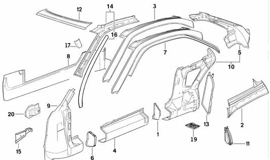 Tabique Derecho para BMW Serie 8 E31 (OEM 41218108436). Original BMW