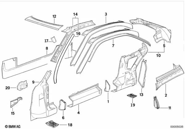 Seitenträger derecho para BMW E31 (OEM 41218108448). Original BMW.