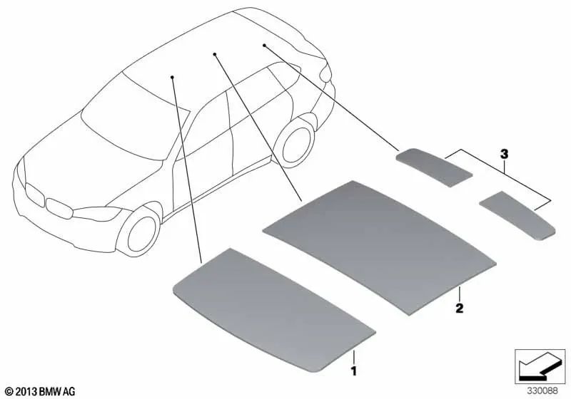 Aislamiento acústico del techo trasero para BMW F95, G05, F96, G06 (OEM 51489892170). Original BMW