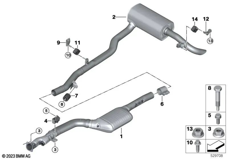 Soporte de Silenciador Posterior para BMW G60, G70 (OEM 18307926870). Original BMW.